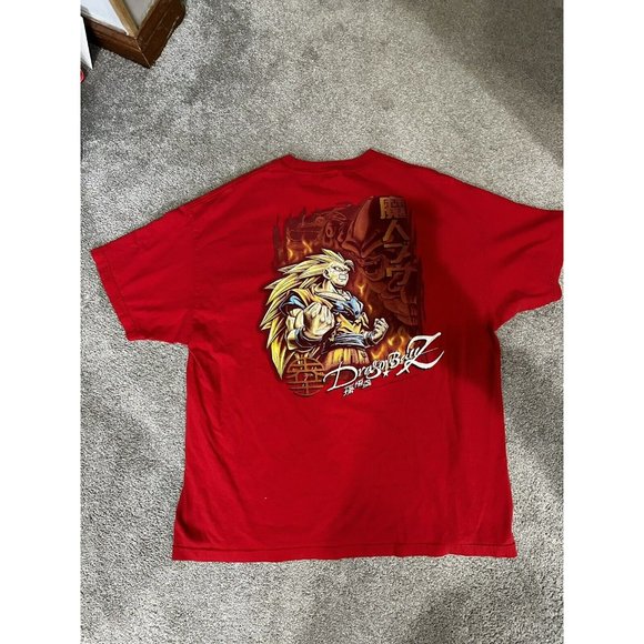 Vintage Dragon Ball Z 2002 T Shirt Super Saiyan 3 SSJ3 Goku Buu Red 2XL RARE - Picture 4 of 6